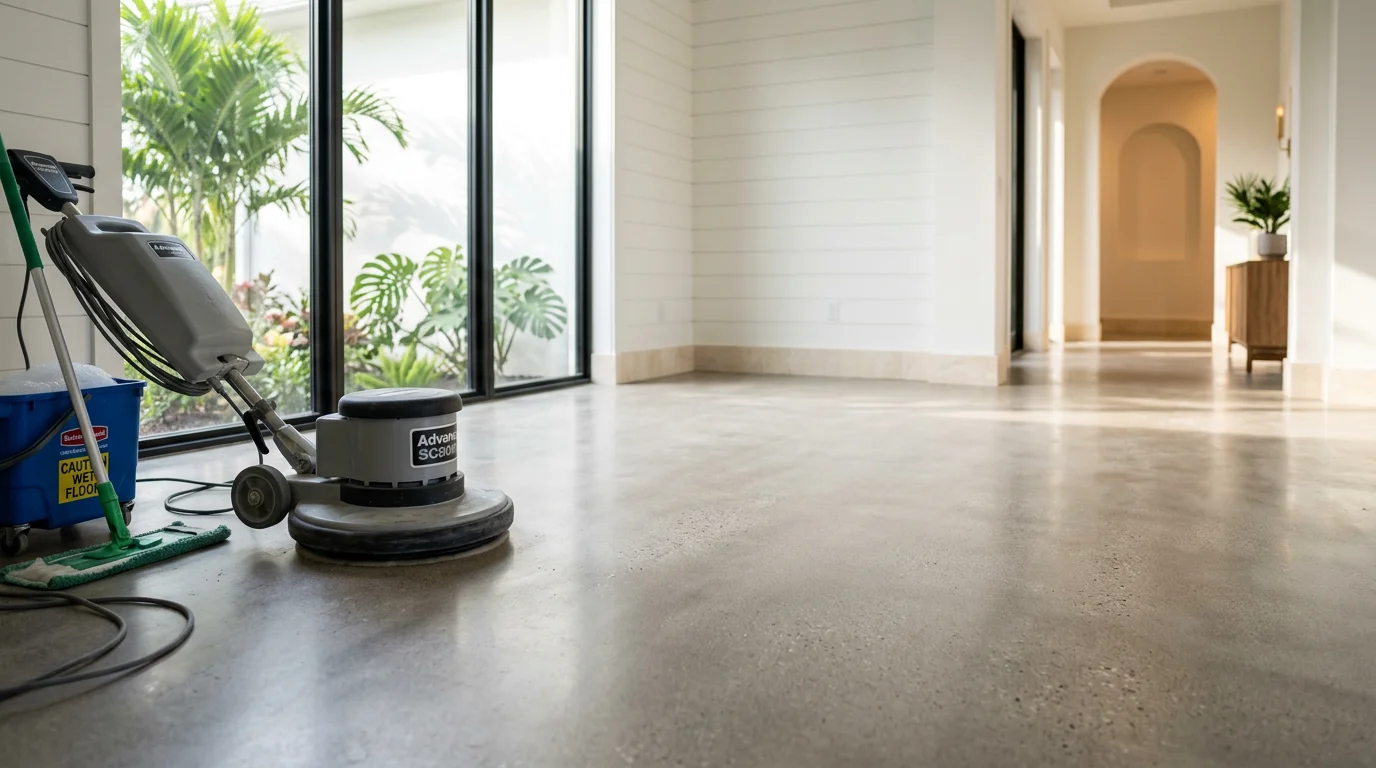 Family-owned flooring contractor team installing custom surfaces in a Southwest Florida home